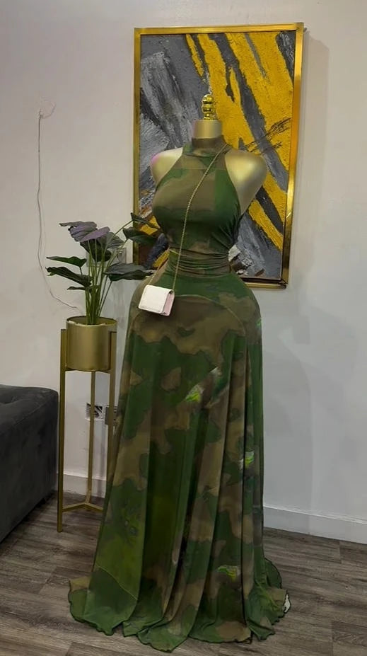 sexy Women Printed Sleeveless with Sashes Fit and Flare A-line Maxi Dress 2026 Streetwear Beach Holiday Long Dresses Vestido
