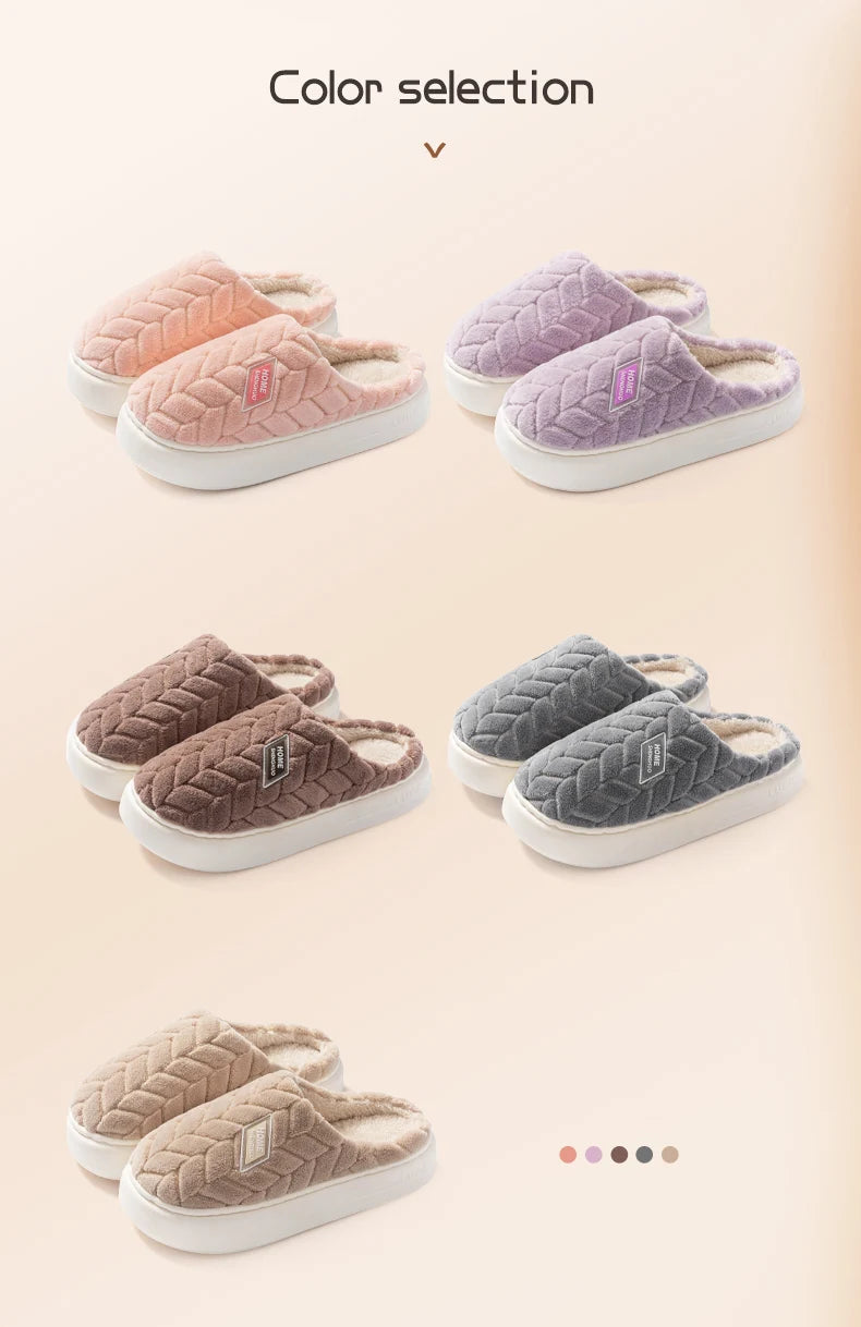 Cotton Slippers for Women in Autumn and Winter, New Indoor Home Soft Bottom, Anti Slip and Warm Plush Cotton Slippers for Women