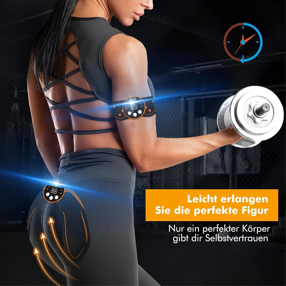 Rechargeable EMS Abdominal Trainer Muscle Stimulator Fitness Equipment - Portable Home Gym Device for Abdomen Glutes