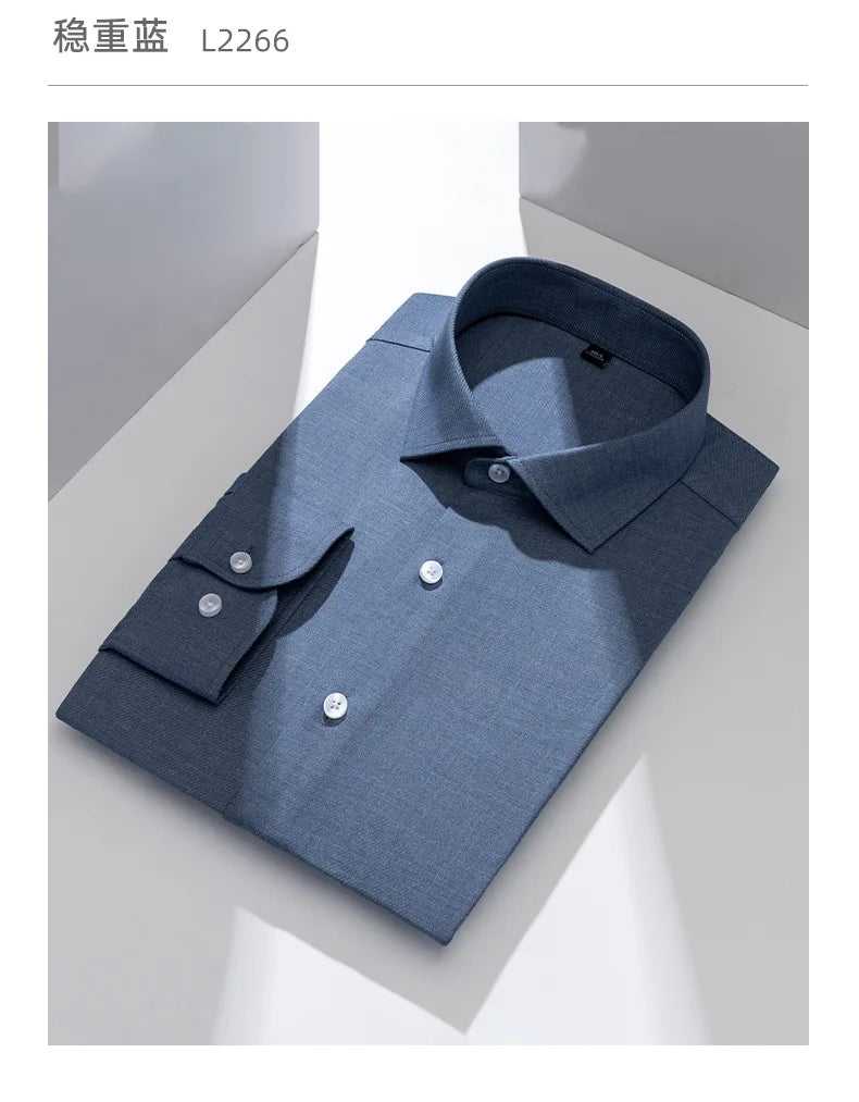 Windsor Collar French Shirt Men's Wrinkle-free Long-sleeved Twill Business Light Luxury Men's Casual Workwear Shirt for Men