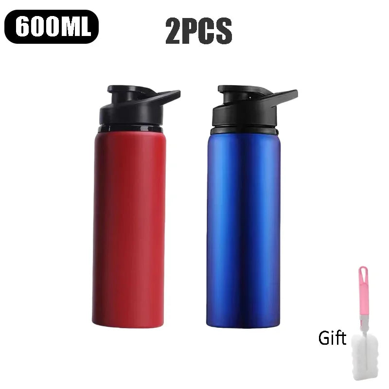 Large 600ml Stainless Steel Sports Bottle Leak Proof Design Bike Cycling Camping Outdoor Travel Water Flask Durable