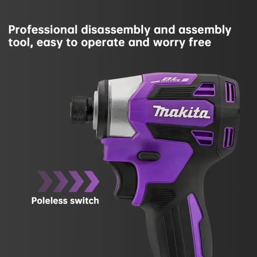 Makita 18V DTD173 Brushless Electric Drill 180Nm Cordless Impact Driver for Home Improvement And DIY Wood/Bolt/T-Mode Power Tool