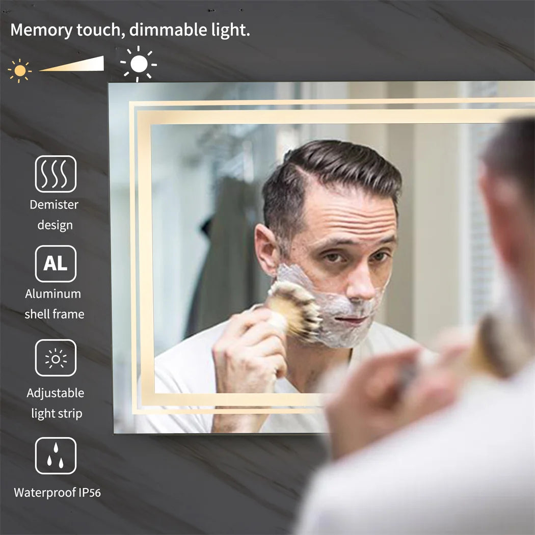LUVODI 180cm Extra Large Wall Mounted Vanity Dressing Mirror Anti-Fog Dimmable Backlit with 3 Lighting Settings for Makeup And Shaving Horizontal/Vertical