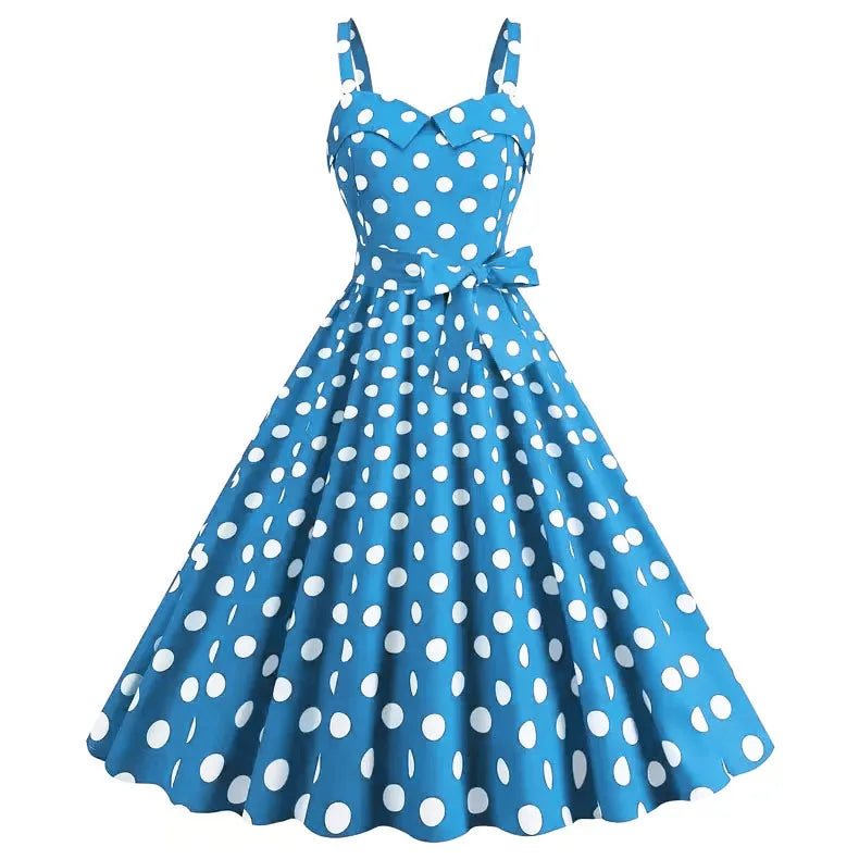 Vintage Classical Polka Dot Printed Dress Women's Sexy Sling Strap Wrap Chest Dress Valentine's Day Streetwear Spring Summer