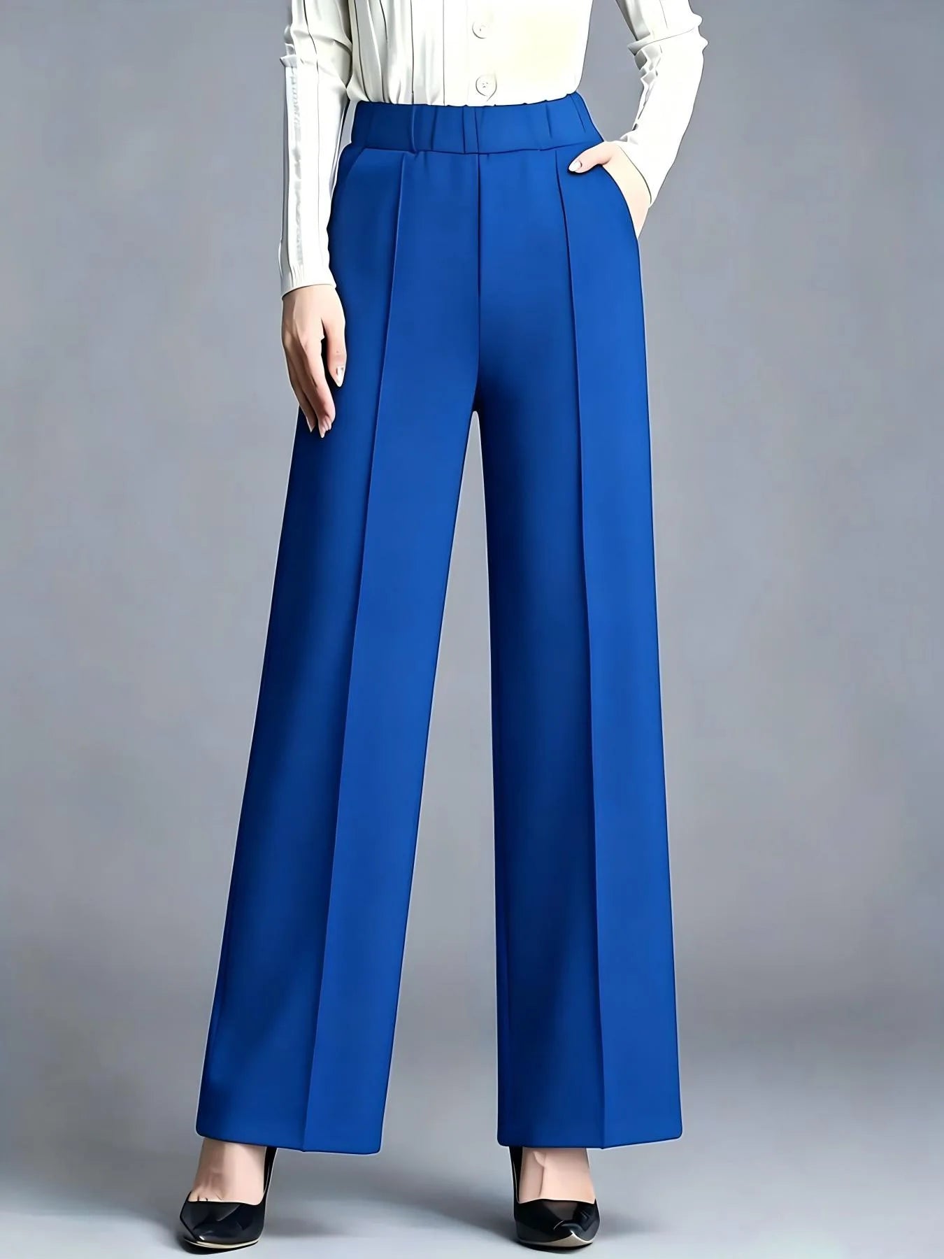 Women High Waist Draped Wide Leg Suit Pants Loose Slimming Straight Casual Versatile Trousers Multiple Colors Daily Commuter