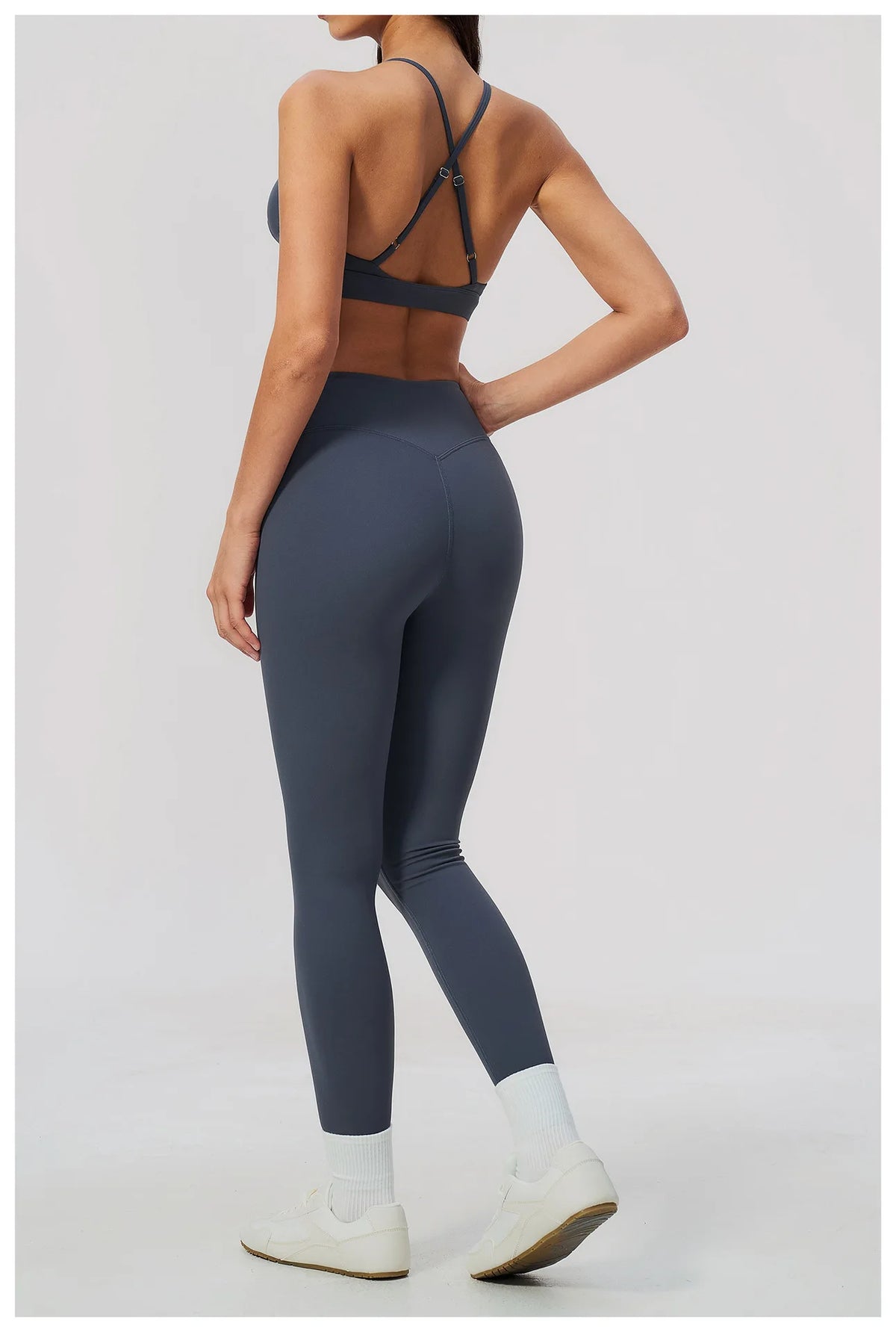 Woman Yoga Set Fitness Suit 2PCS Gym Clothing Running Workout Sportswear Outfit Tracksuit Set V Neck Cross Back High Waist Pants