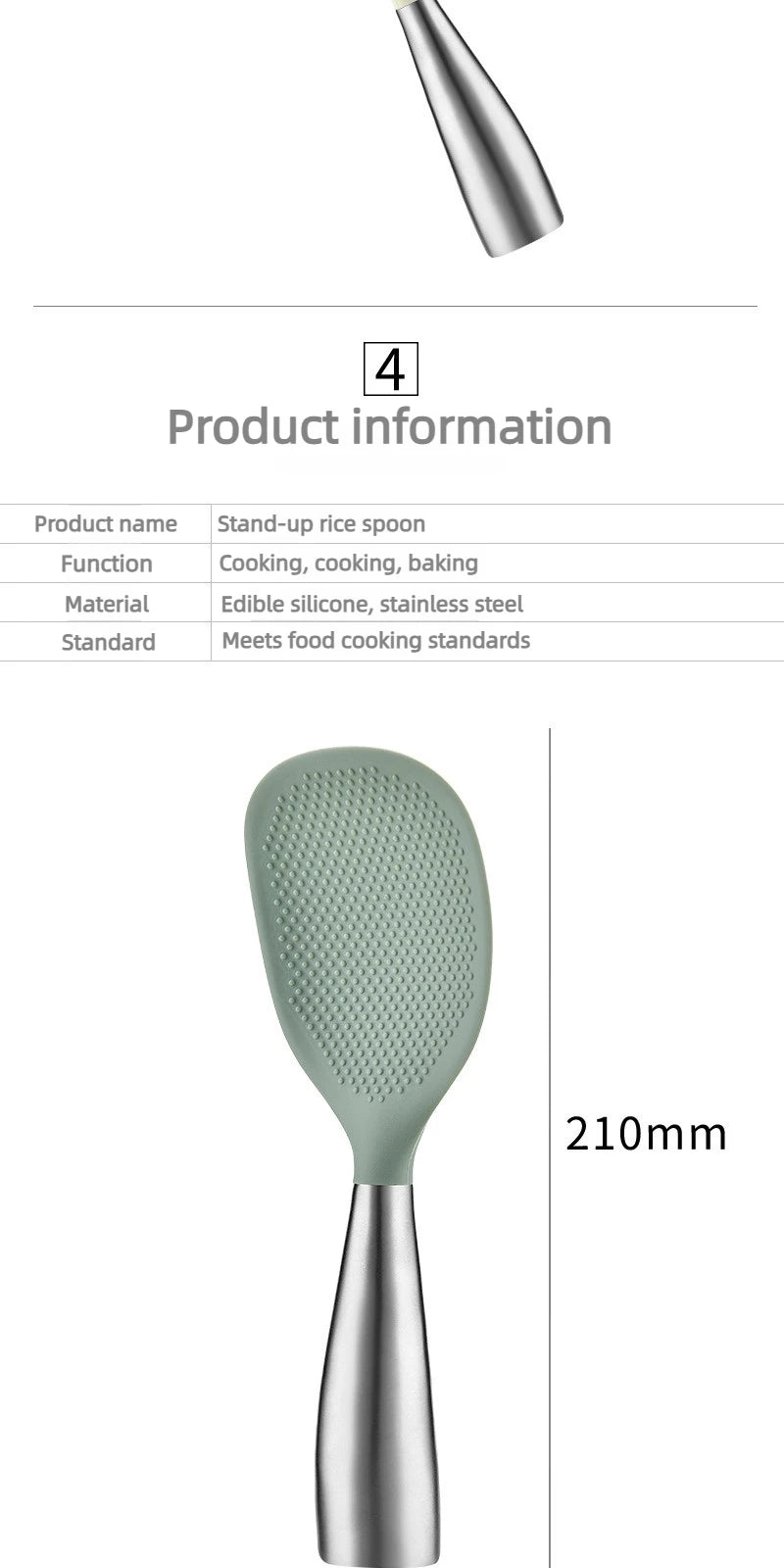 1Pcs Silicone Spoon Non-stick Cooking Spoon Anti-scalding Pot Rice High-temperature-resistant Spoon Durable Kitchen Gadgets