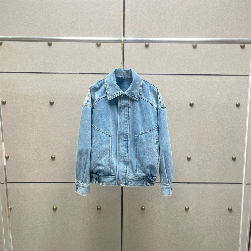 2026 Spring Women's Denim Jacket — 100% Cotton, Washed Finish, Loose Fit,Casual, Retro-Inspired, Y2K Style, Versatile Outerwear