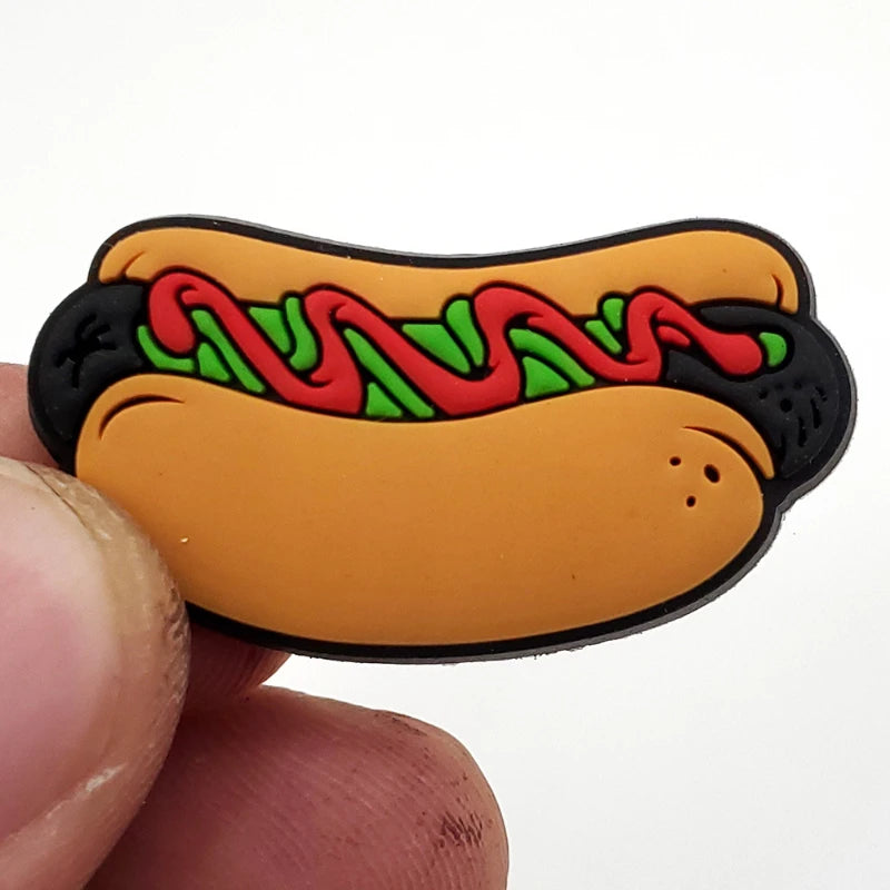 Cute Kawaii Food Shoes Charms Set Cartoon Burger Pizza Boba Shoe Accessories, PVC Clog Decorations for Sandals, Party Gifts
