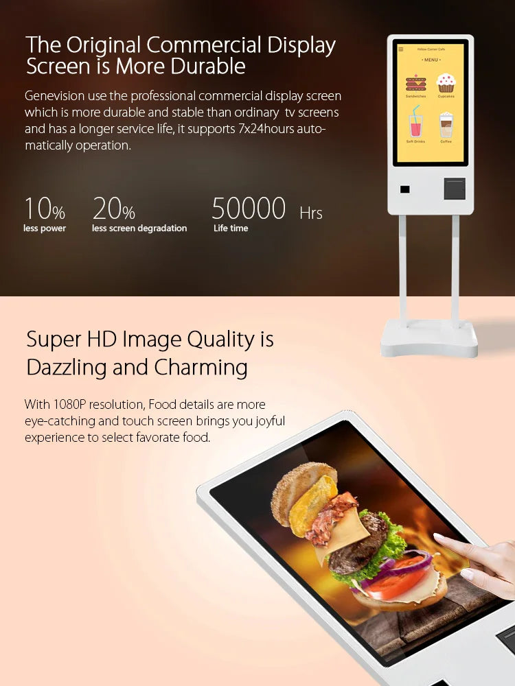 The restaurant touch screen displays the kiosks