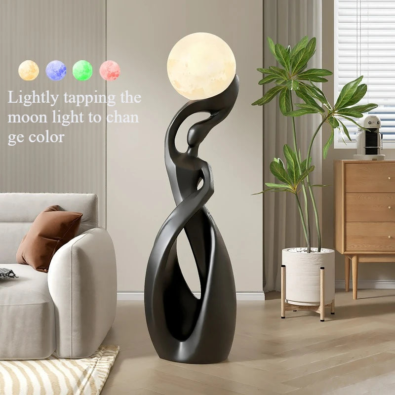 Artistic Lady Floor Lamp Moon Color Lighttapping Adjustable USB Charging Home Living Room TV Cabinet Sofa Side Floor Lamp