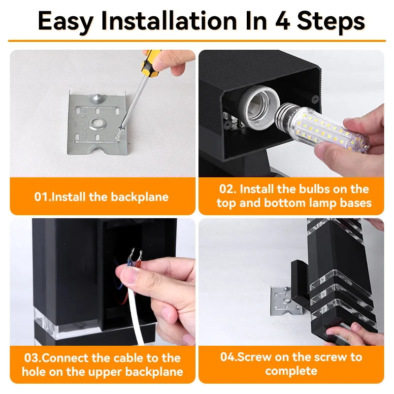 Outdoor LED Wall Lights  Replaceable Light Bulb E27 Waterproof Wall Lamp for Modern Home Interior Stairs Lighting Decoration