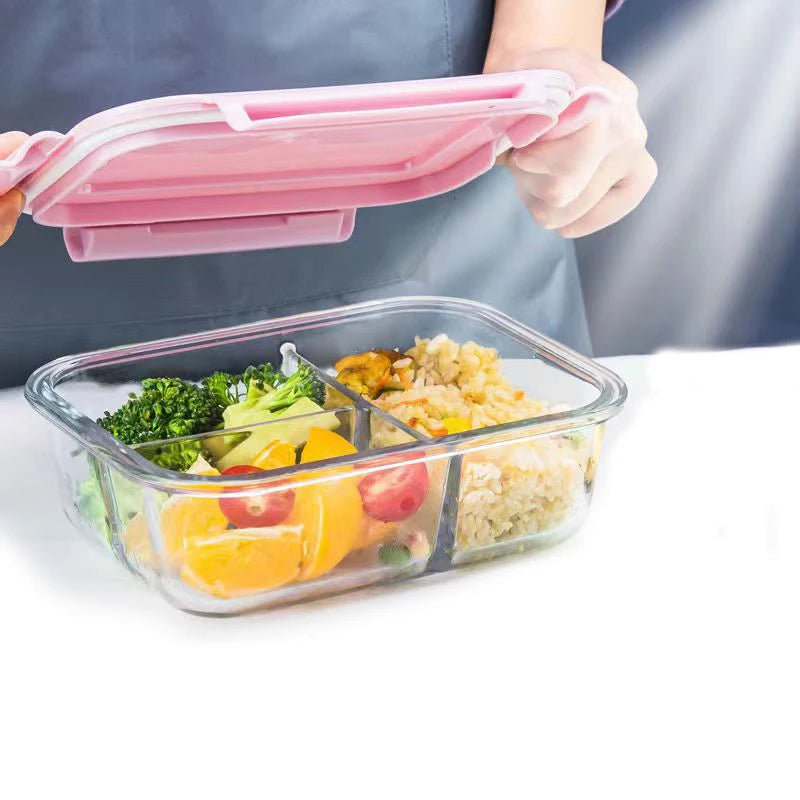 High quality Lunch Box Glass 1050ml Food Storage Box Microwave Bento Box school food containers compartment