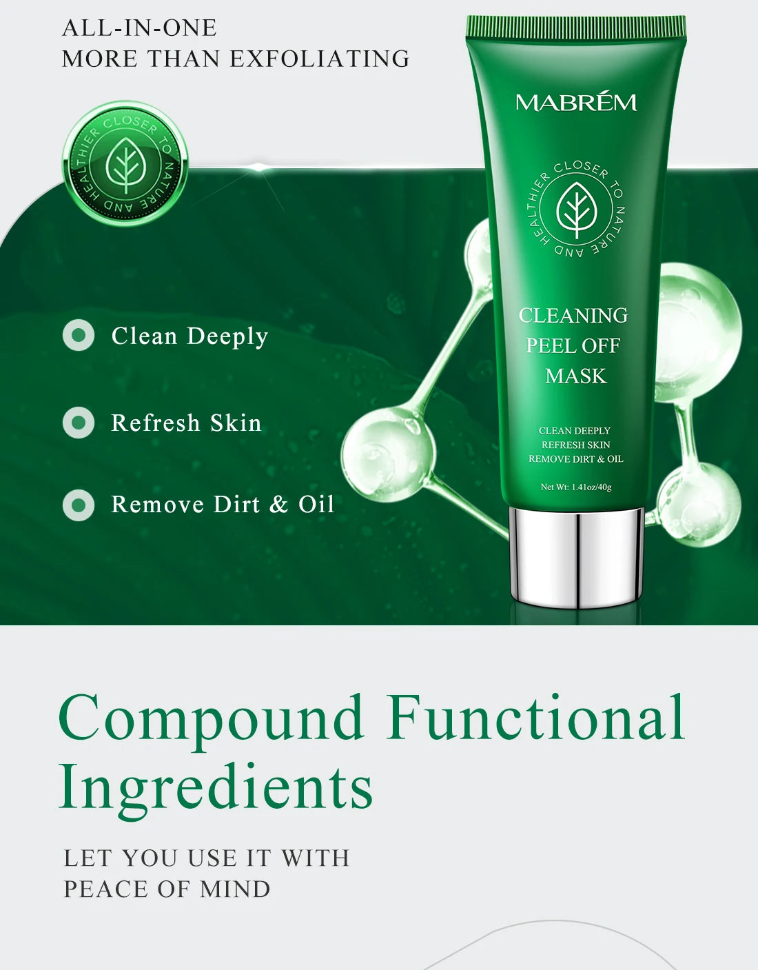 Plant Extract Cleaning Peel Off Mask Deep Clean Remove Blackheads Oil Dirt Refresh Bright Skin Pore Cleansing Facial Mask 40G