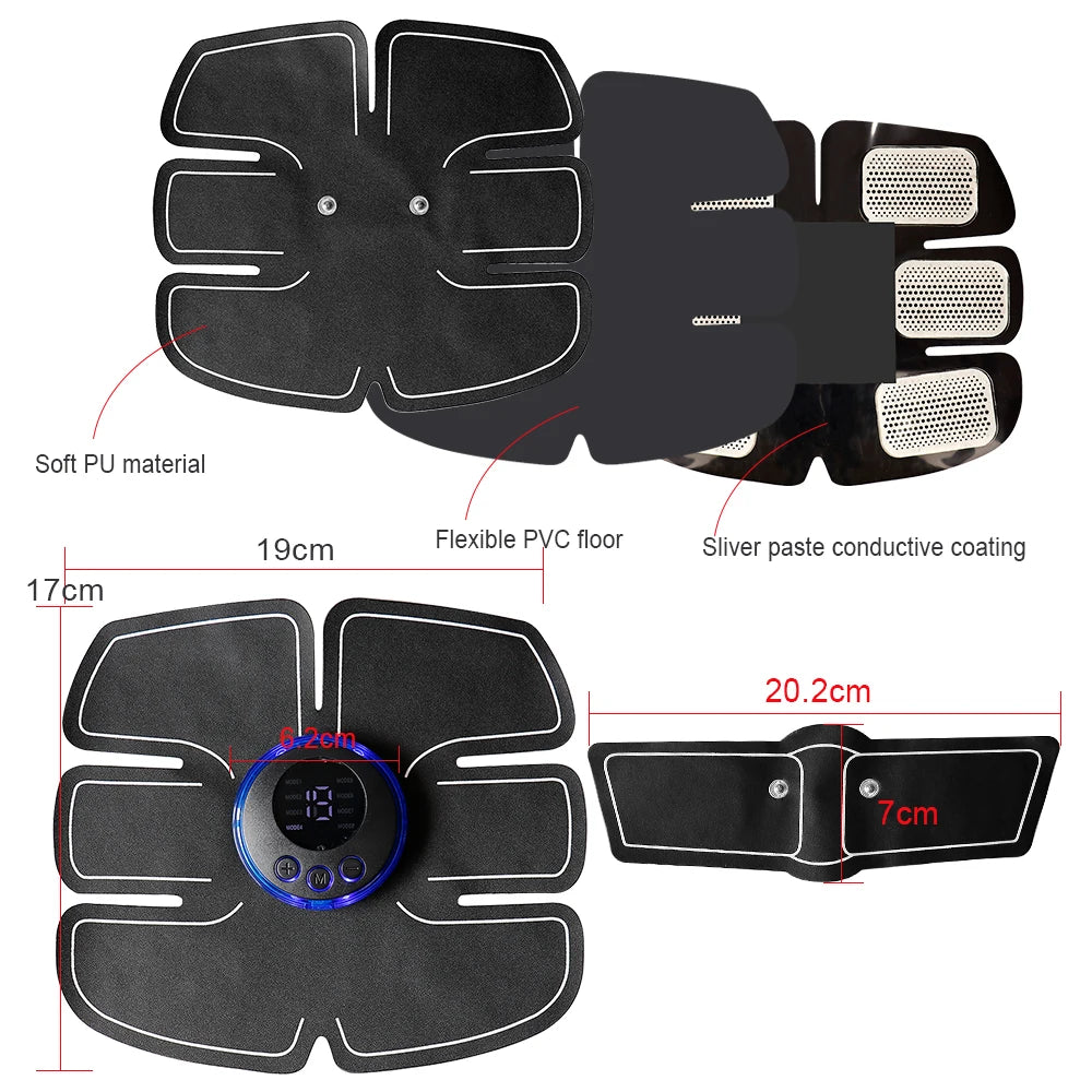 Smart Wireless EMS Muscle Stimulator USB Charged 19 Intensity Levels Abdomen Arm Leg Muscle Training Slimming Fitness Massager