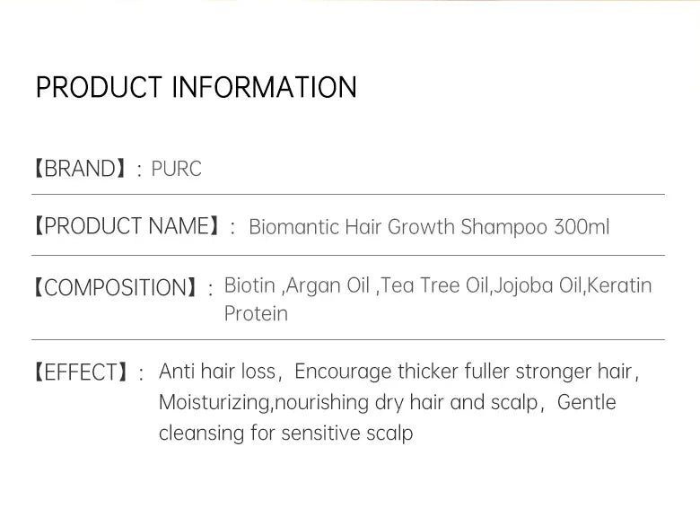 PURC Biotin and Ginger Hair Growth Oil Shampoo Conditioner Sets Hair Loss Treatment Thicker Fuller Stronger Hair Care Products