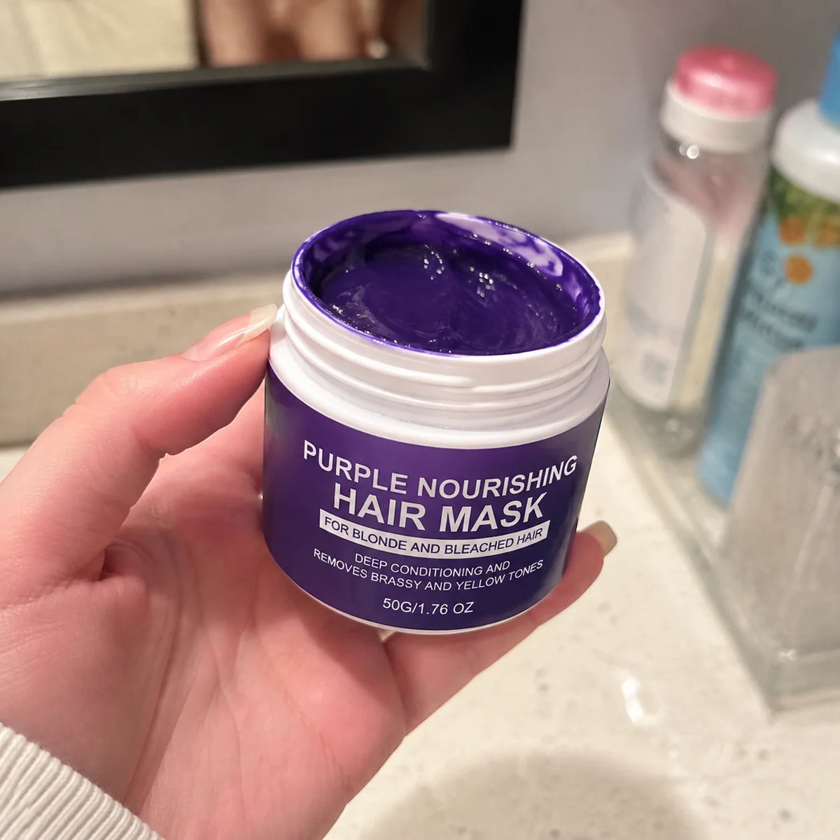 Yellow Remover Purple Hair Mask Gentle Rapid Removal Brassy Yellow Lock Color Shea Butter Deep Conditioning For Bleached Hair