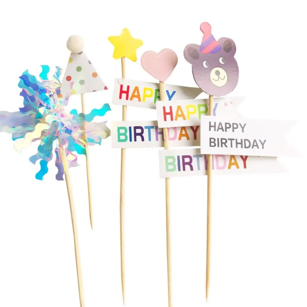 Happy Birthday Cake Decoration Cute Bear Candles Korean Flag Cake Decoration Dessert Table Cartoon Birthday Cake Plugin