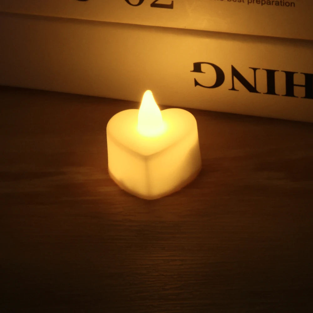 Flameless Led Candle Heart-shaped Electronic Battery-Power Tealight Candles for Home Christmas Party Wedding Decoration