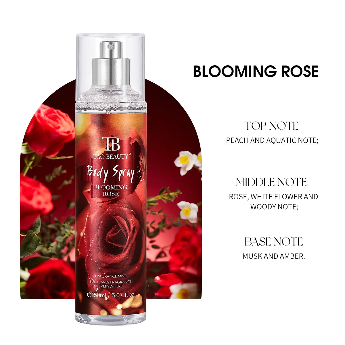 150ml Fragrance Spray, Long-Lasting Perfume, Light Floral Fruity Scent, Rich Rose Blackberry Botanical Fresh Scent Spray