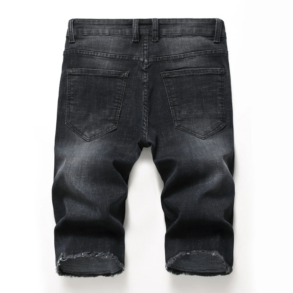 2026 New Denim Shorts for Men Fashion Casual Stretch Straight Short Jeans Men Summer Trend Holes Slim Fit Cowboy Short Trousers