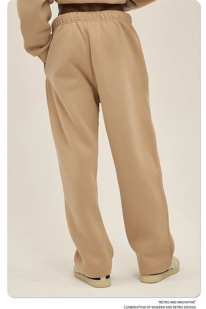 ZODF 2025 Men Casual Winter 350sm Fleece Pants Unisex Loose Soft Comfortable Sport Solid Straight Trousers HY0643