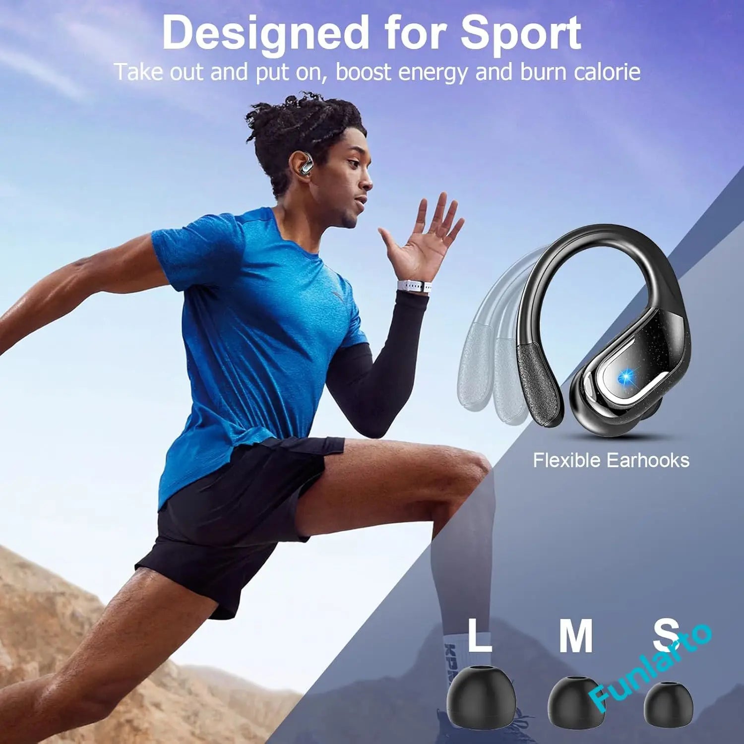 Deep Bass Wireless Headphones Earbuds Bluetooth 5.3 TWS Earphones in-Ear LED Display Waterproof Earphones for Work Gym Sports
