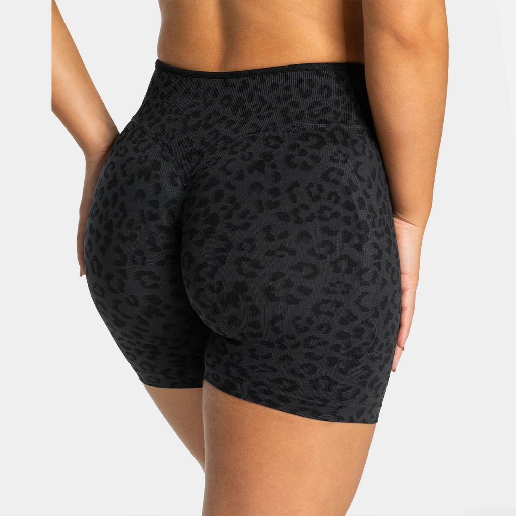 Women's Yoga Shorts Leopard Zebra Print High Waist Athletic Gym Workout Running Shorts