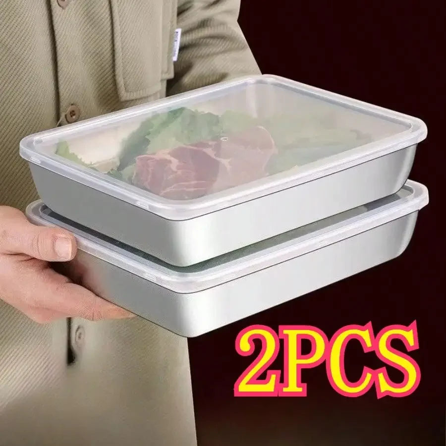 3/5-Piece Set Of High-Quality Leak Proof Stainless Steel Food Storage Containers - Made Of 410 Heavy-Duty Stainless Steel Material, Reusable And Stackable With Sealed Lids For Freshness Preservation, Suitable For Salad, Fruit