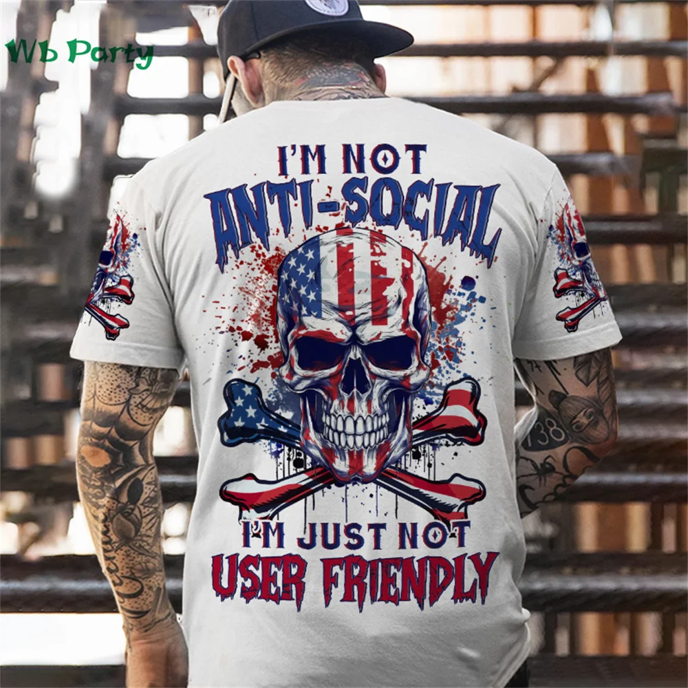 Skull Pattern Back Print Clothes Men Graphic Tees Men's Summer Clothes Designer Clothes Men Short Sleeve Tee Skull Graphic Tees