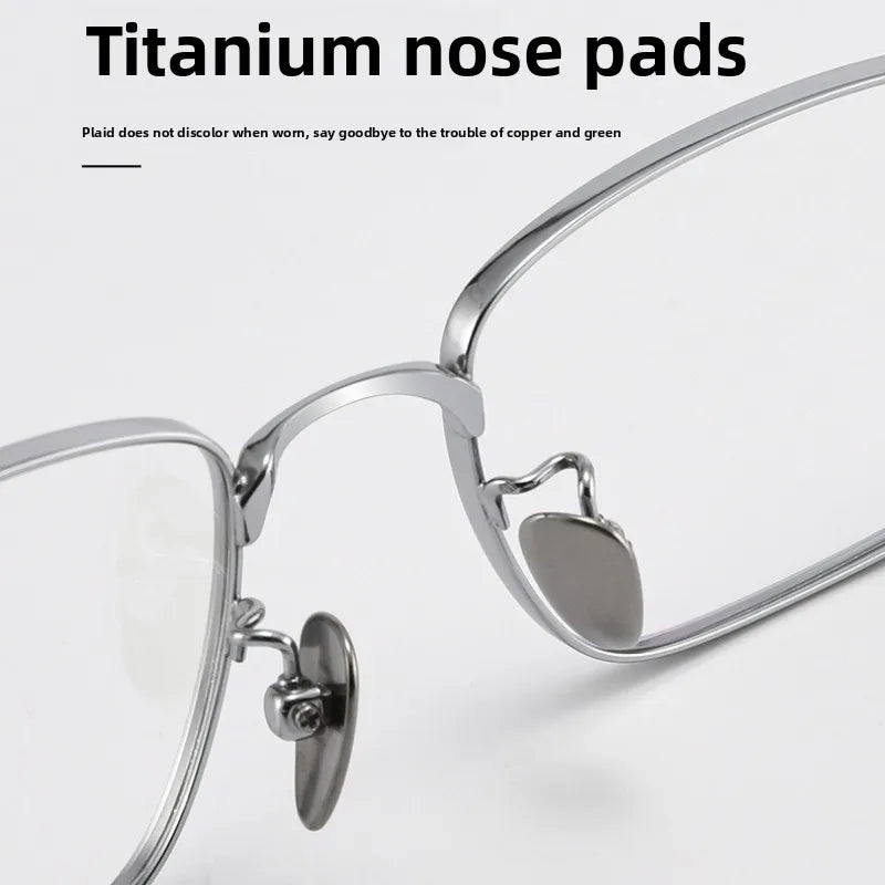 CLLOIO Pure Titanium Wire Retro Half Frame Glasses Men Women Fashion Reading Glasses Optical Prescription Progressive Eyeglasses