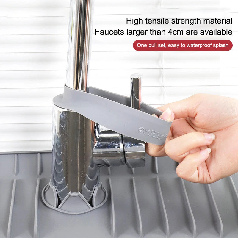 1Pc Silicone Faucet Water Guard Kitchen Sink Splash Catcher Countertop Protector Mat Draining Pad Kitchen Gadgets