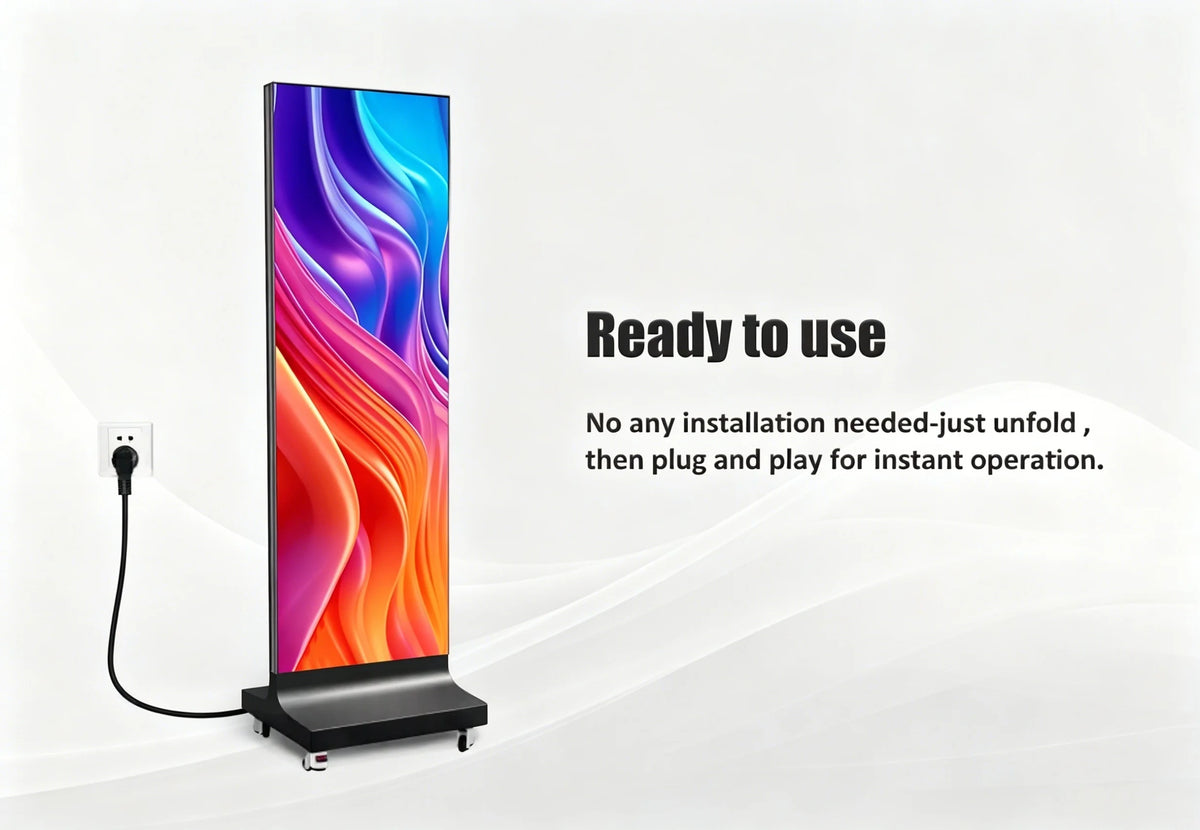 Factory Direct HD Foldable P1.25 P1.5 P1.8 P2.5 Indoor LED Poster Display Screen GOB for Shopping Mall Standing LED Poster