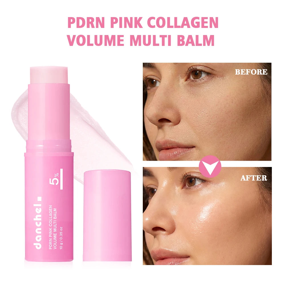 PDRN Pink Collagen Volume Multi Balm Stick Anti Aging Firming Cream Reduce Fine Lines Under Eye Neck Forehead Smile Lines Care