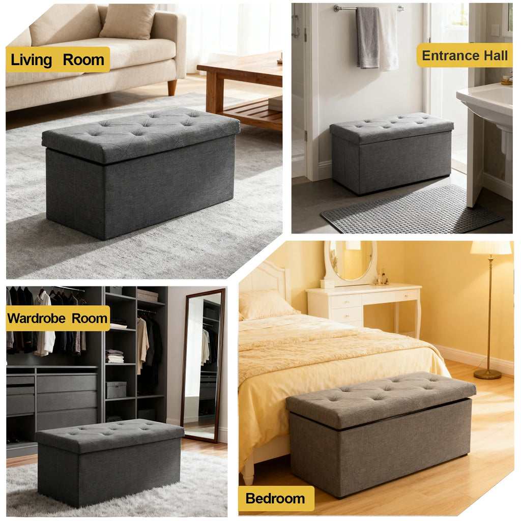 [Multi-Purpose Ottoman Bench] Heavy-Duty Multi-Purpose Folding Storage Ottoman Bench With Seat | Indoor/Outdoor, Space-Saving