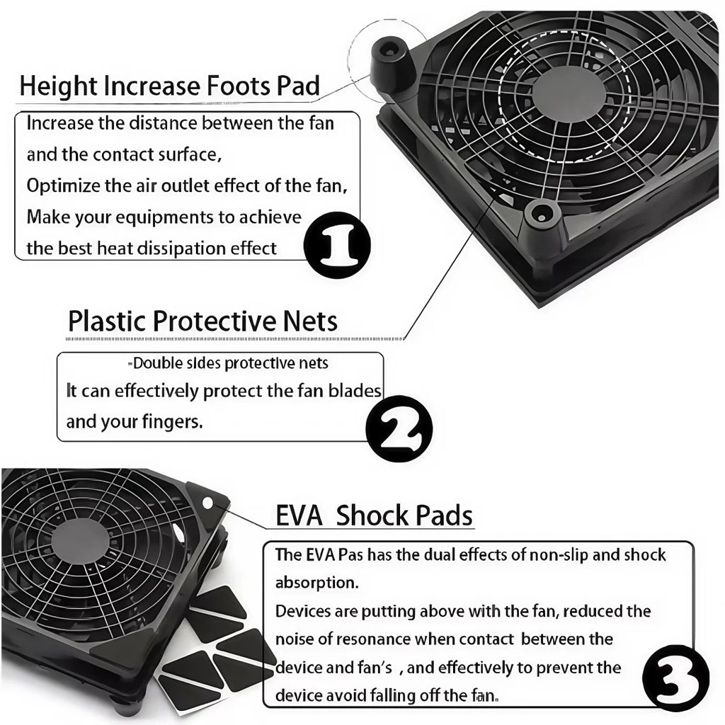 Router Cooling Fan DIY PC Cooler TV Box Wireless Silent Quiet DC 5V USB Power 120mm 240mm Fan 12CM W/Screws Protective Net.