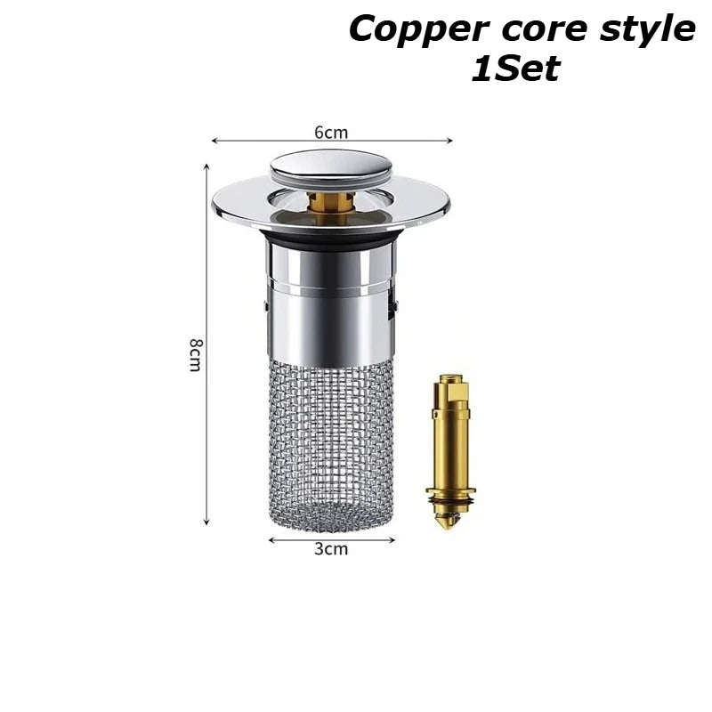 Bathroom Basin Drain Strainer Pop‑Up Removable Stainless Steel Hair Catcher Stopper Insect Proof Odor‑Proof Anti‑Clog Filter