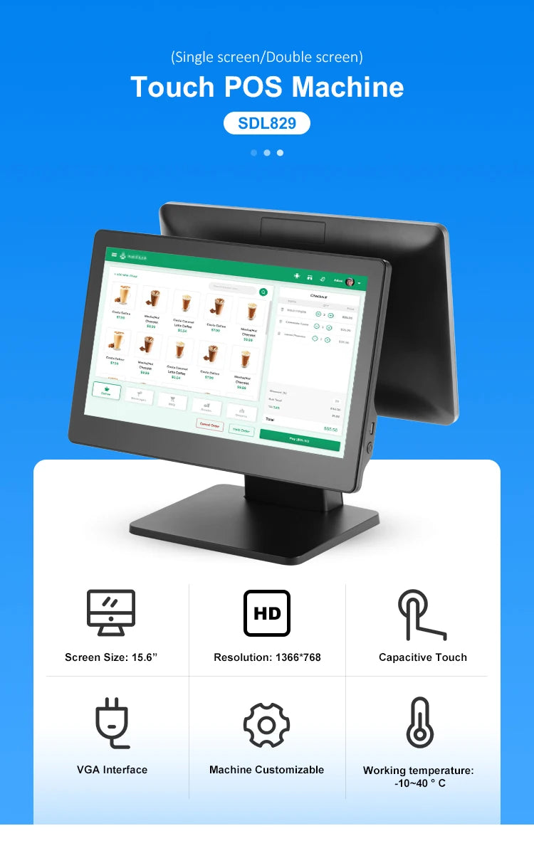 Multilingual Android Based Vfd Customer Support Pos Cash Register Machine Digital Signage Display Modern For Sdlpos