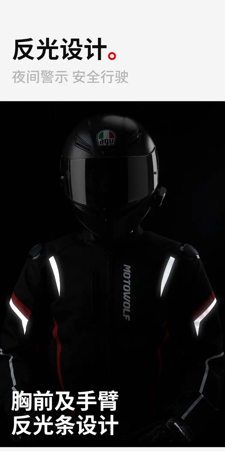 MOTOWOLF Men Motorcycle Riding Jacket Removable Waterproof Thermal Liner Windproof Anti‑Fall Motorbike Touring Racing Coat