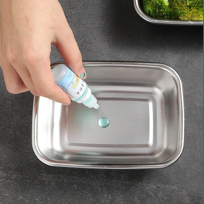 4Pcs/Set 304 Stainless Steel Lunch Box Microwave Heating Bento Box Fruit Food Sauce Fresh-keeping Box Refrigerator Container Box