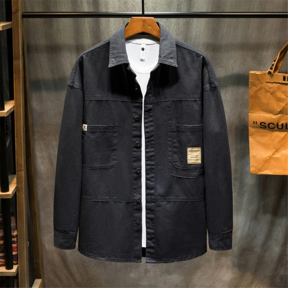 Oversized Men's Long Sleeve 100% Cotton Shirts Male Tops Big Size Fashion Casual Jacket Loose Fit Spring Outwear Plus Large 7XL