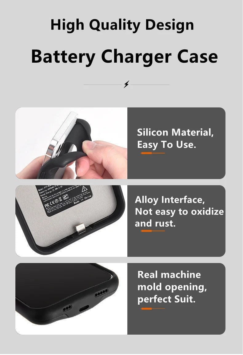 Xilecaly Smart Battery Charger Case For iphone 17 Pro Max Battery Pack Power Bank External Charging Cover For iphone Air 17Air