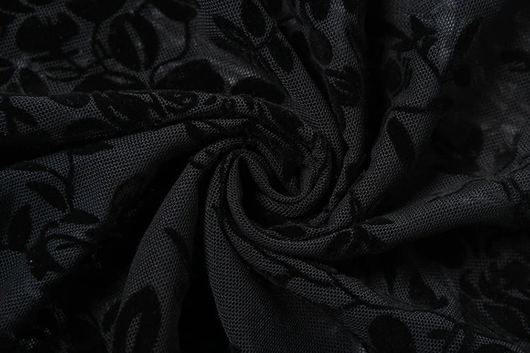 Weird Puss See Through Dress Women Backless Hollow Flower Print Patchwork Solid Sleeveless Sexy Midnight Clubwear Party Vestidos