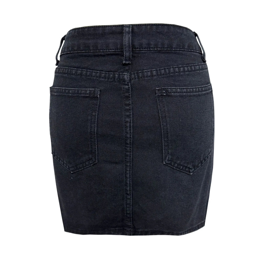 Vintage Denim Mini Skirts for Women Summer Fashion High Waist Straigth Short Faldas Casual Streetwear Classic Jean Skirt