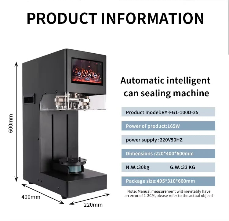 Can Sealing Machine Full Automatic Model Bottle Seamer Non-rotary Model Touch Screen Automatic Lifting With Patent
