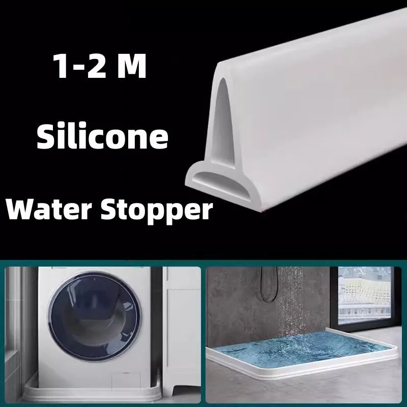 1-2M Bathroom Water Stopper Silicone Retaining Strip Water Shower Dam Flood Barrier Dry And Wet Separation Blocker Accessories