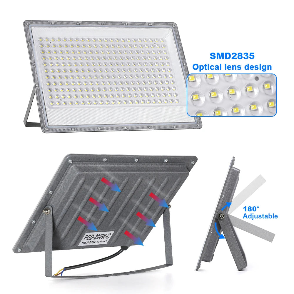 Led Floodlight Outdoor IP66 Waterproof 50W 100W 200W 300W 500W 220V Reflector LED Garden Lighting Street Lamp Wall Flood Lights