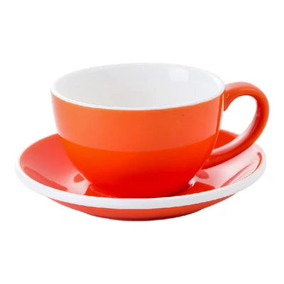 European Style Matte Latte Cup Ceramic Cappuccino Cup Large Mouth Coffee Cup Plate Set Handmade Craftsmanship 300ml
