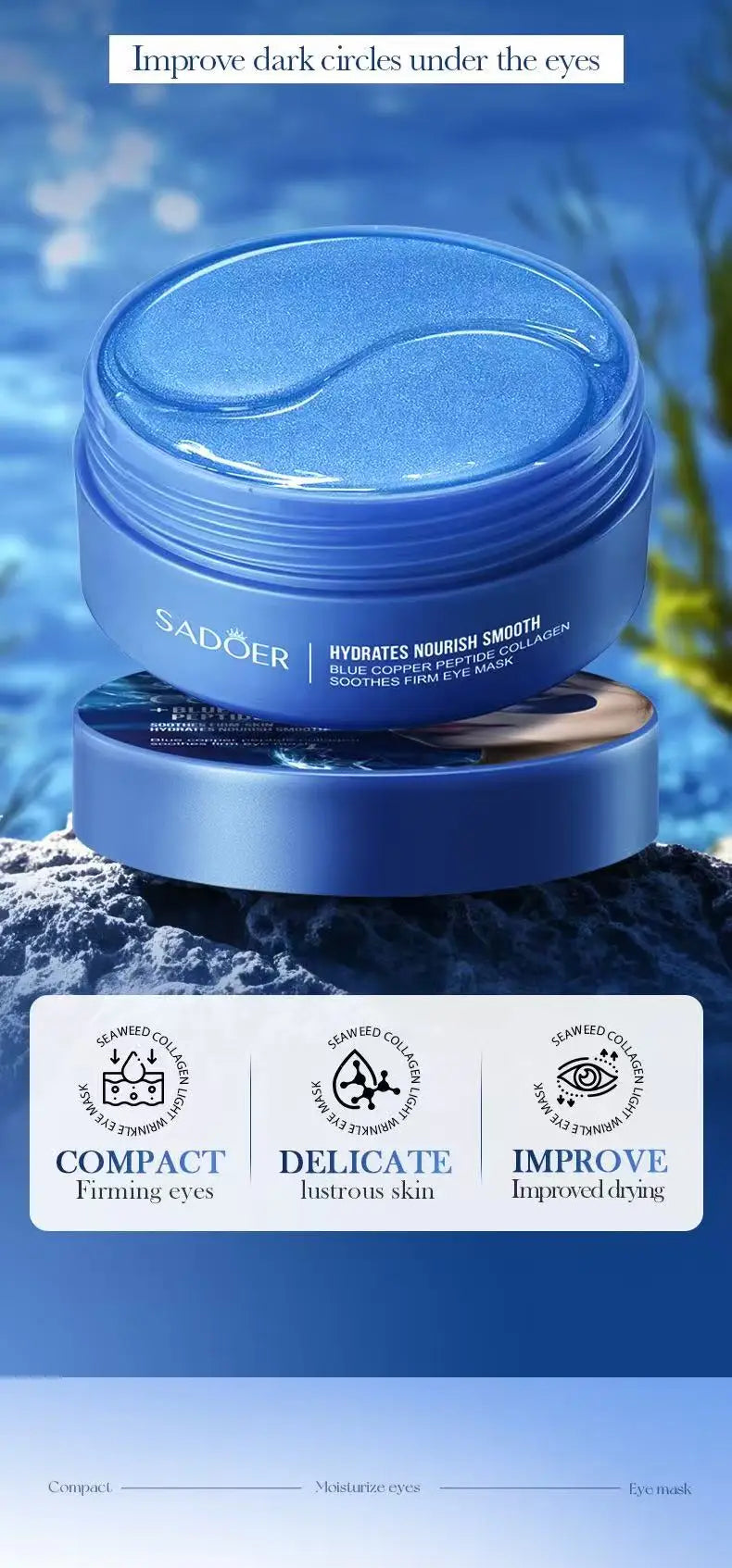 60 pieces of SADOER multi combination collagen eye mask, anti dark circles, eye bags removal, moisturizing, firming, eye patch,