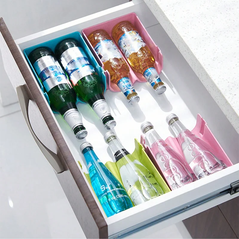 1/3PCS-Kitchen Organizer Refrigerator Rack Shelf Can Beer Wine Bottle Holder Rack Organizer Kitchen Storage Fridge Organizer